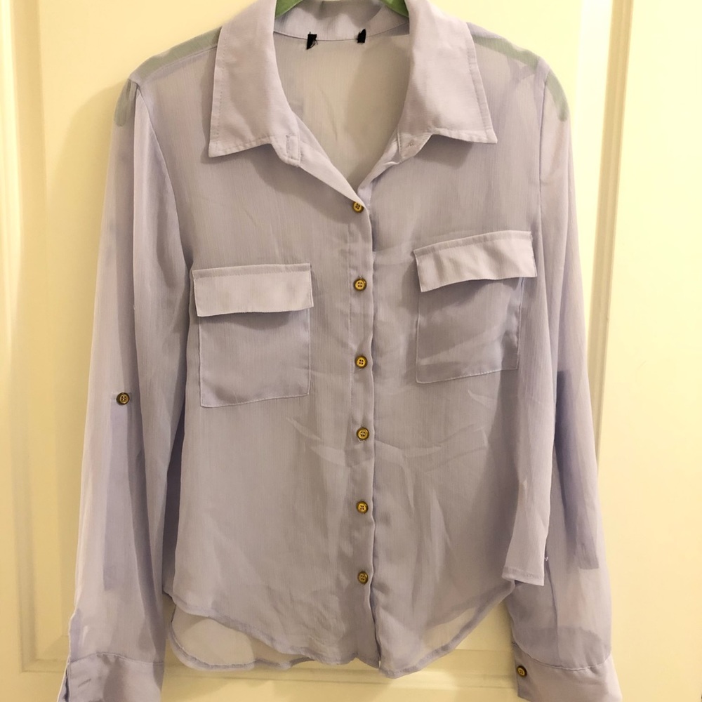 Lilac chiffon button down